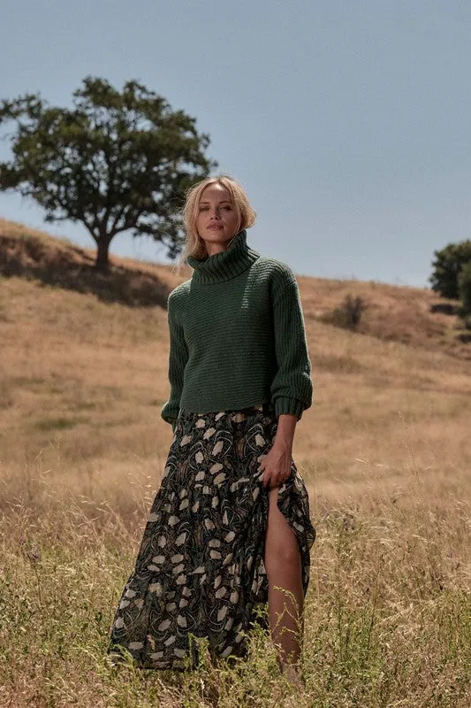 Tranquil Grove Long Sleeve Turtleneck Sweater - Green