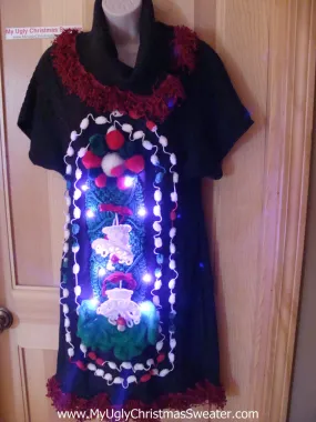 Ugly Christmas Sweater Party Tacky Dress with LIGHTS (d30)