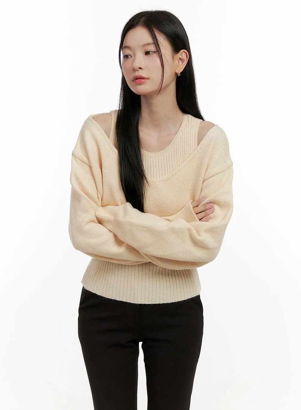 V-Neck Cropped Sweater ON408