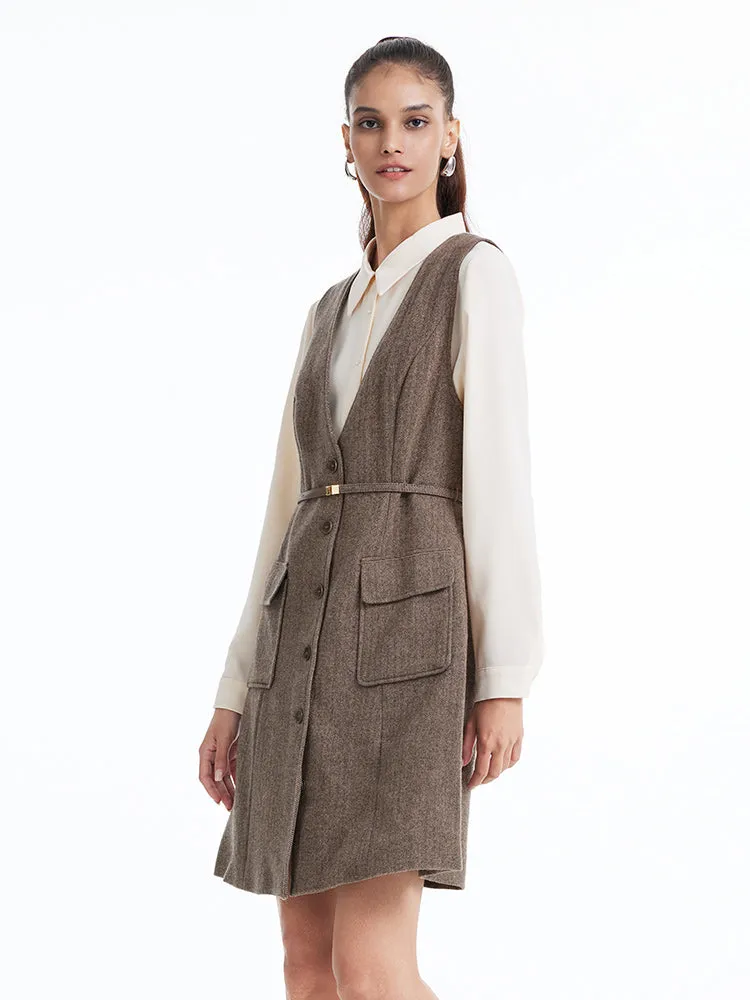 Washable Woolen Vest Dress And Shirt Two-piece Set