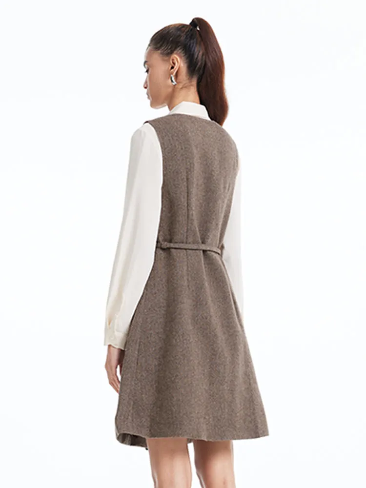Washable Woolen Vest Dress And Shirt Two-piece Set