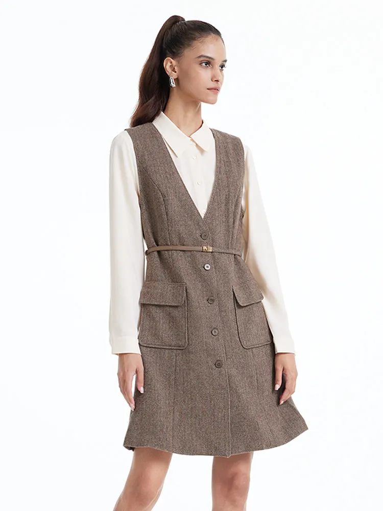 Washable Woolen Vest Dress And Shirt Two-piece Set
