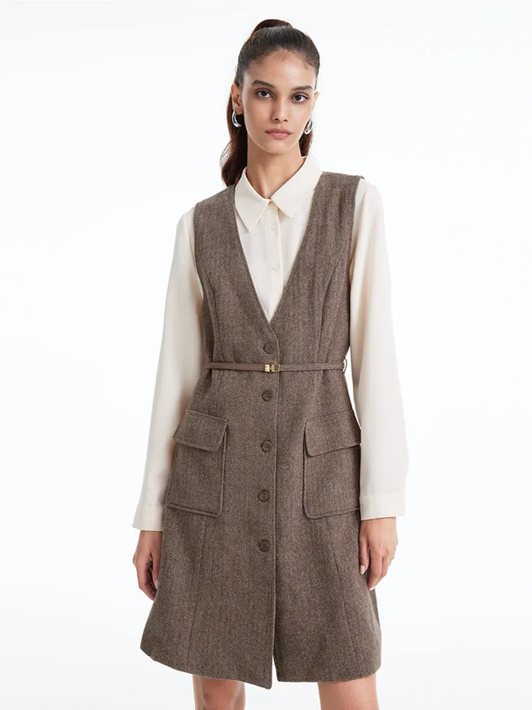 Washable Woolen Vest Dress And Shirt Two-piece Set