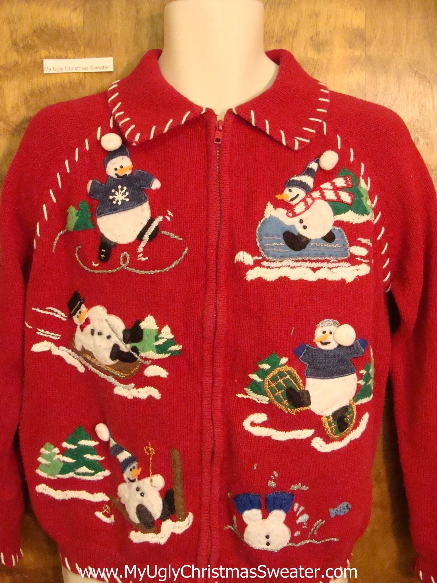 Winter Sports Snowmen Ugly Festive Xmas Sweater