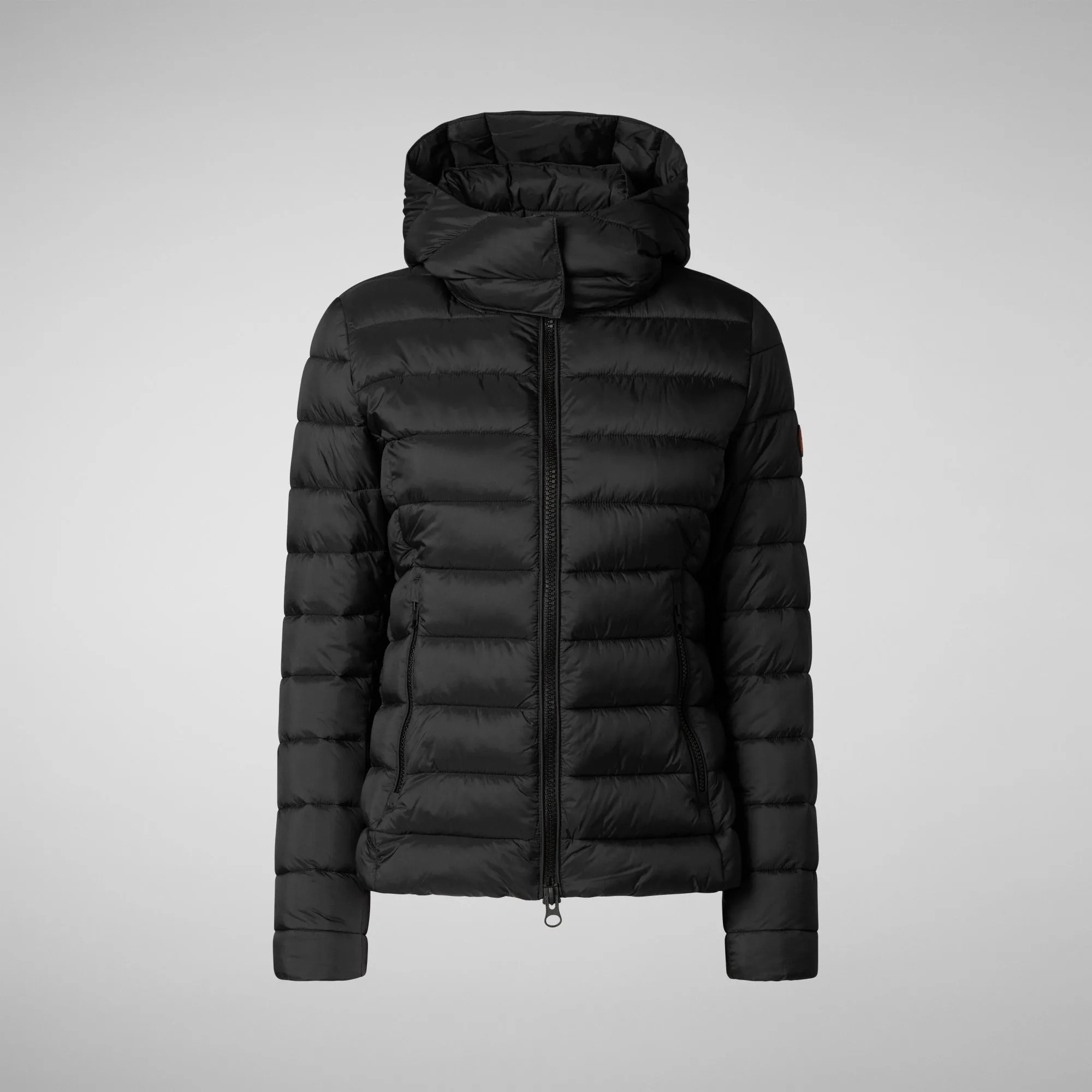 Women's Animal free Puffer Jacket Amelie with Detachable Hood in Black