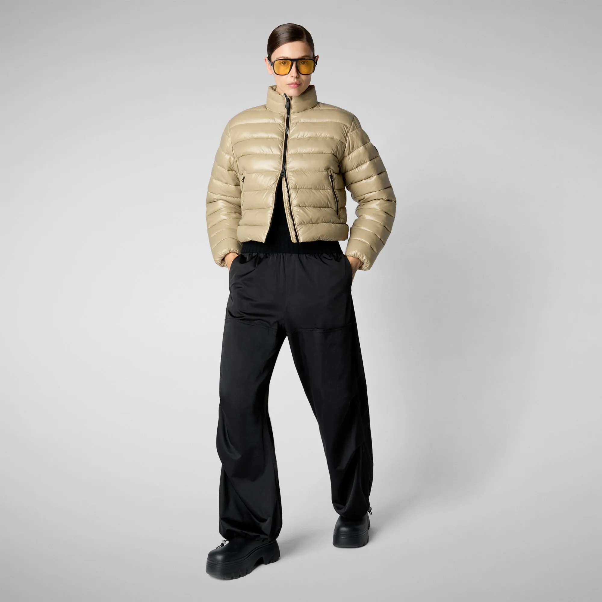 Women's animal free Puffer myra in wood beige