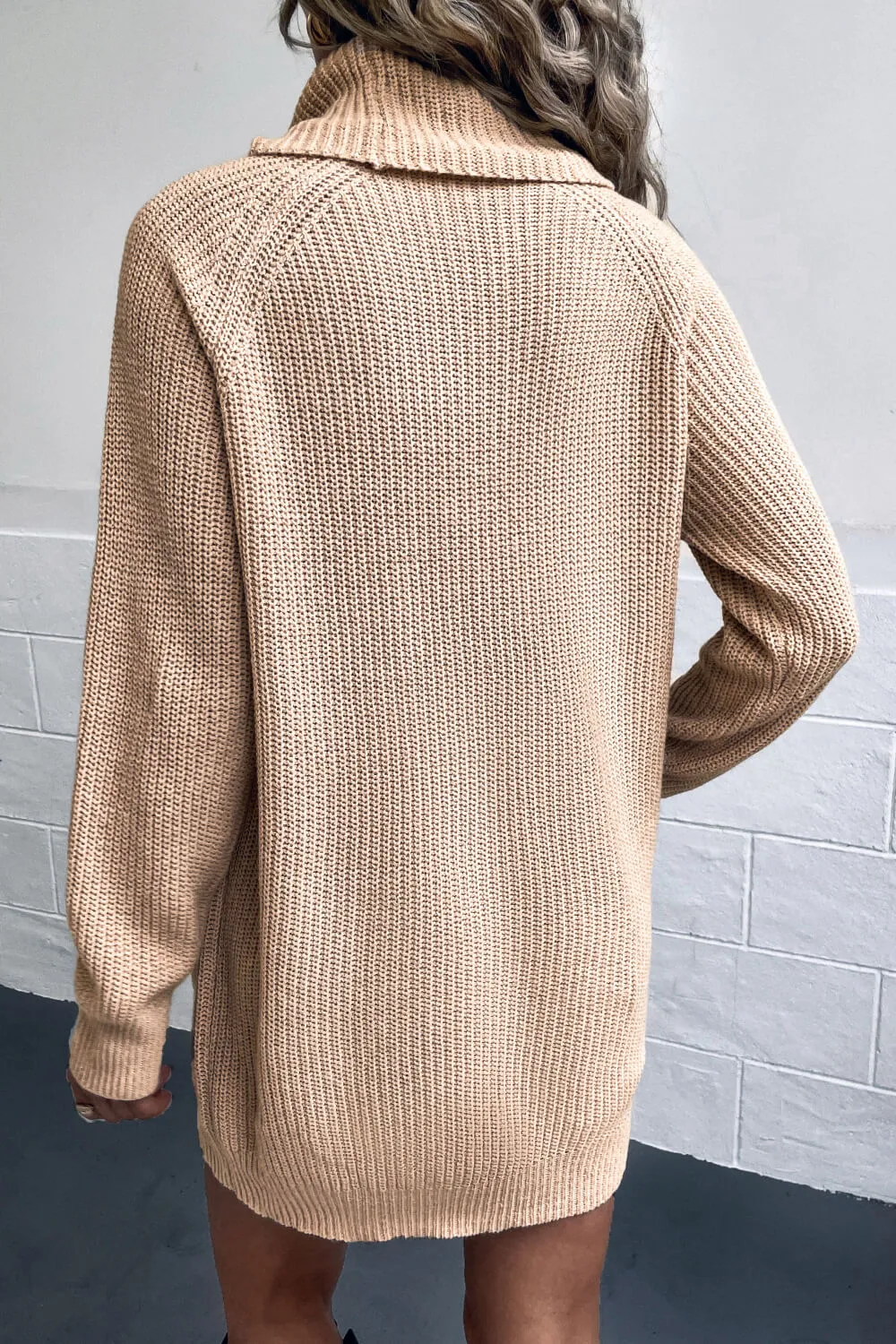 Womens Turtleneck Sweater Dress with Pockets (S-XL)