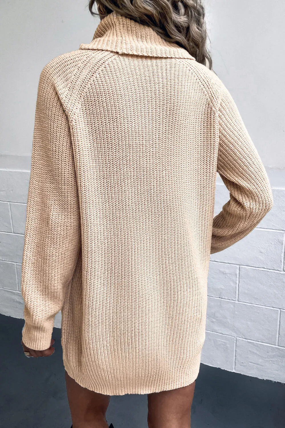 Womens Turtleneck Sweater Dress with Pockets (S-XL)