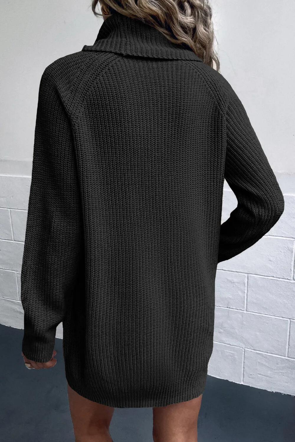 Womens Turtleneck Sweater Dress with Pockets (S-XL)