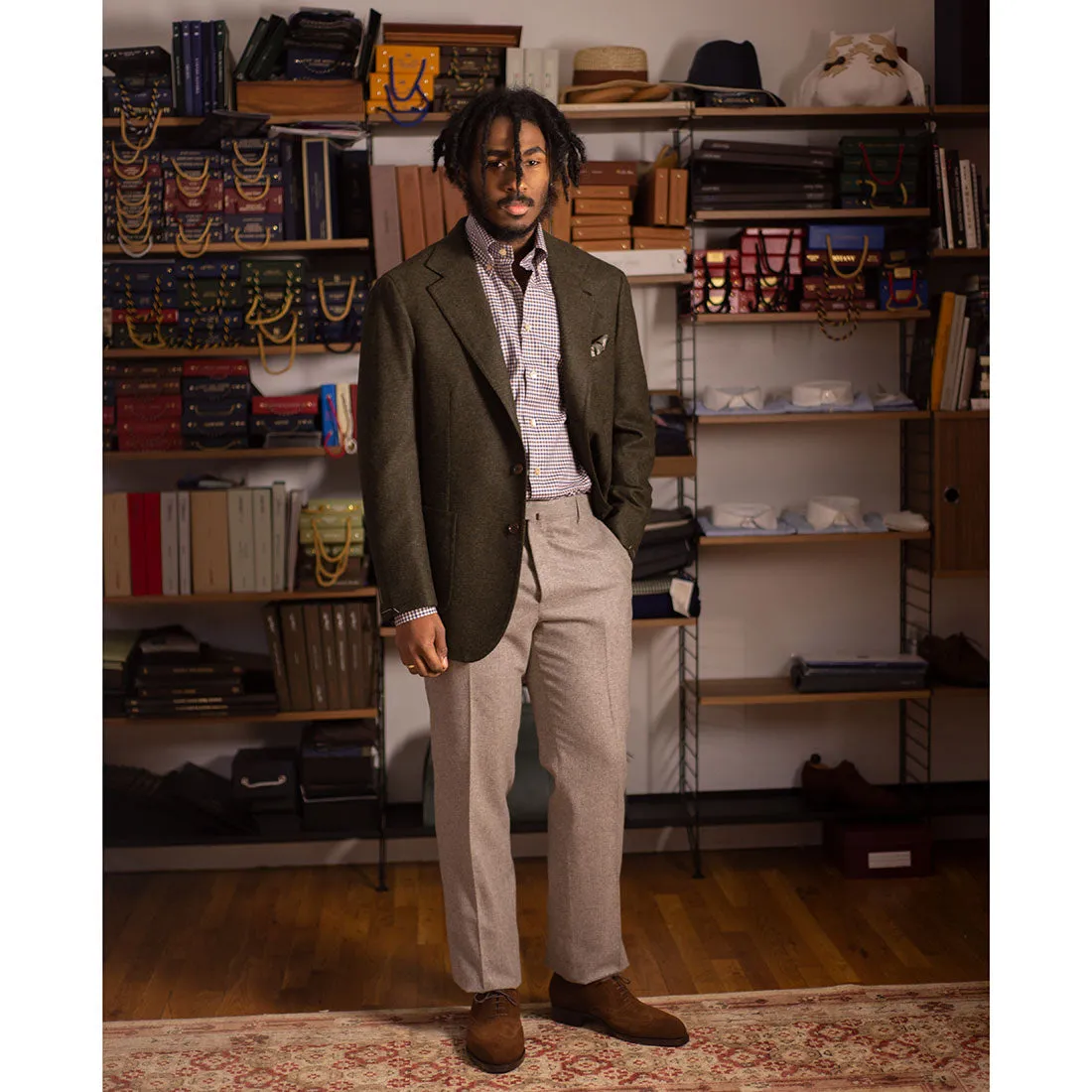 x Sartoria Carrara: Sport coat in forest green Abraham Moon lambswool twill 12/13oz