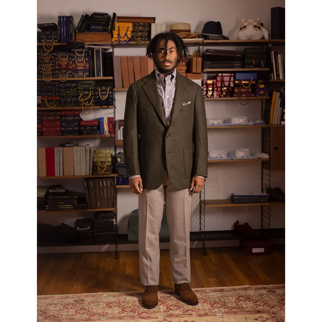 x Sartoria Carrara: Sport coat in forest green Abraham Moon lambswool twill 12/13oz