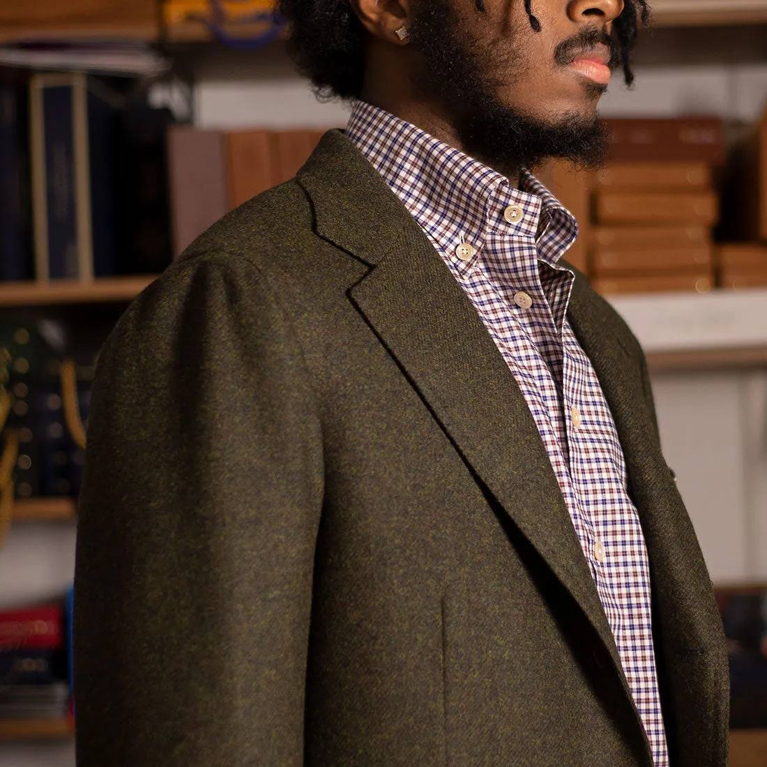 x Sartoria Carrara: Sport coat in forest green Abraham Moon lambswool twill 12/13oz